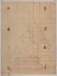 Fragmentarisk planritning över klostret San Lorenzo av Michelangelo Buonarroti