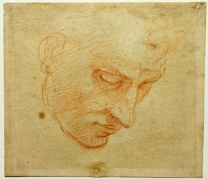 Head Study till Sixtinska kapellets tak, ca 1509-1510 av Michelangelo Buonarroti