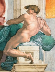 Ignudo Sixtinska kapellets tak i Vatikanen, 1508-1512. av Michelangelo Buonarroti