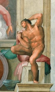 Ignudo Sixtinska kapellets tak i Vatikanen, 1508-1512. av Michelangelo Buonarroti