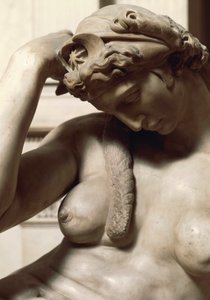 Italien, Florens, Ny sakristia i Medici-kapellet i basilikan San Lorenzo i Florens, Natt, detalj från Giuliano de