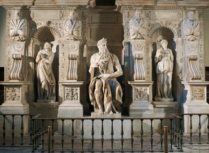 Italien, Rom, Peterskyrkan, Rakel, Moses och Lea, detalj från Julius II:s grav, cirka 1515, av Michelangelo (1475-1564) av Michelangelo Buonarroti