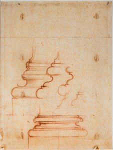 Pelarsocklar till nya sakristian, handskrivna inskriptioner av Michelangelo Buonarroti