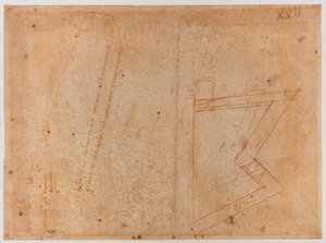 Plan över murar nära porten till St. Pier Gattolini av Michelangelo Buonarroti