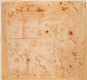 Ritningar för portaler och arkitektoniska listverk av Michelangelo Buonarroti