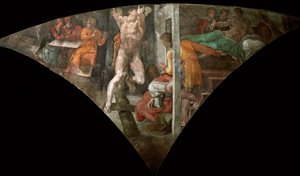 Bestraffning av Hamans sixtinska kapells tak i Vatikanen, 1508-1512. av Michelangelo Buonarroti