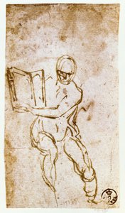 Sixtinska kapellets tak (1508-12): skiss för en av profeterna (penna och brunt bläck) av Michelangelo Buonarroti