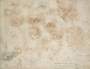Studies of Two Heads, c.1525 (krita på papper) av Michelangelo Buonarroti
