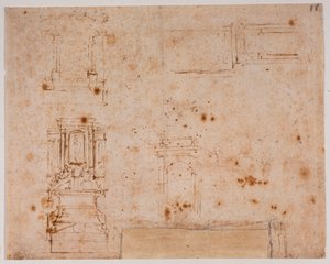 Studier av gravmonument för den nya sakristian av Michelangelo Buonarroti