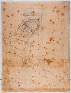 Studie för en pelare och hand av Michelangelo Buonarroti