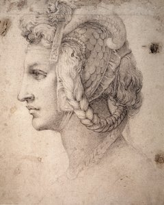Studie af Head swed av Michelangelo Buonarroti