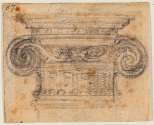 Studie av joniskt kapital av Michelangelo Buonarroti