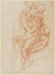 Studie av Lasarus och två åtföljande figur (röd krita på papper) av Michelangelo Buonarroti