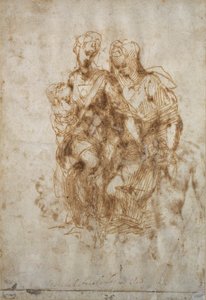 Studie av St. Anne, efter Leonardo Da Vincis "Anne", c.1502 av Michelangelo Buonarroti