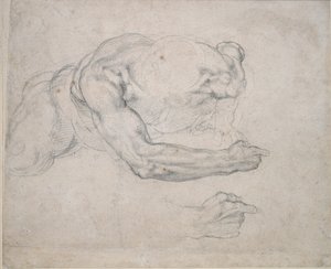 Studie av en man som reser sig från marken, 1500-talet av Michelangelo Buonarroti