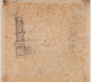 Studie av dubbel gravvägg för den nya sakristian av Michelangelo Buonarroti