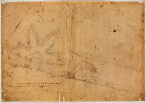 Studie av figur av annan hand och handskriven inskription av Michelangelo Buonarroti