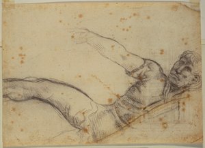 Studie av icke-autograf figur och inskription av Michelangelo Buonarroti