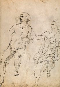 Studie av några nakna figurer; teckning av Michelangelo. Louvren, Paris av Michelangelo Buonarroti