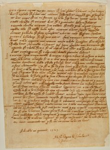 Tabernakel med nisch, brev från Michelangelo till Piero Gondi av Michelangelo Buonarroti