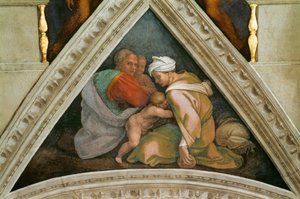 Kristi förfäder: Ozias sixtinska kapells tak i Vatikanen, 1508-1512. av Michelangelo Buonarroti