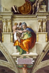 Taket i det delfiska sibylla Sixtinska kapellet i Vatikanen, 1508-1512 av Michelangelo Buonarroti