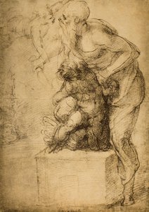 Isaks offer; teckning av Michelangelo. Casa Buonarroti, Florens av Michelangelo Buonarroti