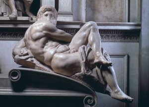 Giuliano de Medicis grav, detalj av dagen, 1520-33 marmor