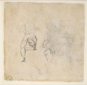 Två mycket små skisser av sittande figurer, c1490-1560 av Michelangelo Buonarroti