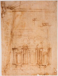 Väggprospekt för Laurentian recess av Michelangelo Buonarroti