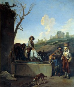 Vattenskålsmålningen av Michelangelo Cerquozzi (Michelangelo delle Battaglie) (1602-1660)