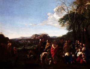 Johannes Döparens predikan, av Michelangelo Cerquozzi känd som Michelangelo delle Battaglie (1602-1660), olja på duk, 76x100 cm.