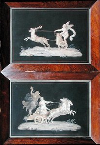 Två av en uppsättning av sex allegoriska scener (gouache) (se även 228136)