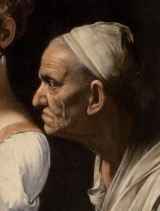 Detalj av tjänare från Judith och Holofernes, 1599 av Michelangelo Merisi Caravaggio