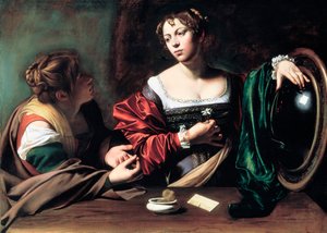 Marta och Maria Magdalena, ca. 1598 av Michelangelo Merisi Caravaggio