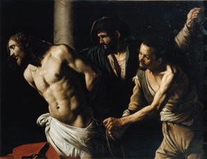 Kristi flagellation eller gisslan vid pelaren (olja på duk av Michelangelo Merisi da Caravaggio