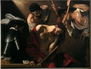 The Crowning with Thorns (olja på duk, ca 1602-1604) av Michelangelo Merisi da Caravaggio