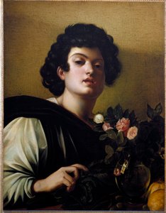 Ung pojke i vasen med rosor av Michelangelo Merisi da Caravaggio