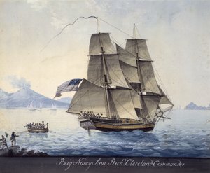 Briggen Nancy Ann of Salem lämnar Neapel, ca 1810 (akvarell på papper)
