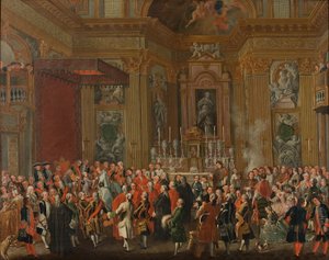 "Ferdinand IV svärs in som kung av Neapel". av Michele Foschini