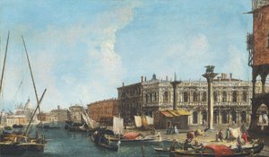 Ingång till Canal Grande i Venedig med Piazetta och Libreria Marciana till höger, Dogana och Santa Maria della Salute till vänster