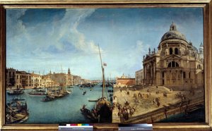 Utsikt över ingången till Canal Grande och på Salutekyrkan i Venedig Målning av Michele Marieschi (1710-1741) 1700-tal sön. 1,25x2,13 m av Michele Marieschi