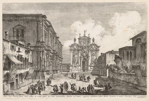 Utsikt över Venedig: Campo S. Rocco av Michele Marieschi