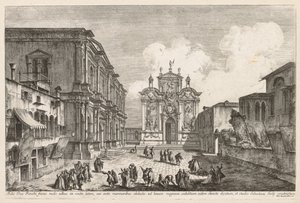 Utsikt över Venedig: Campo S. Rocco, 1741. av Michele Marieschi