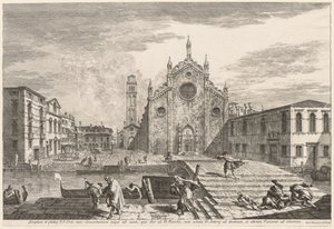 Utsikt över Venedig: Campo dei Frari, 1741. av Michele Marieschi