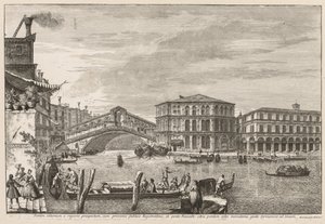 Utsikt över Venedig: Rialtobron och marknaden, 1741. av Michele Marieschi
