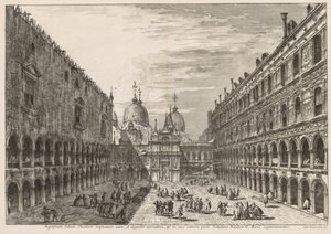 Utsikt över Venedig: Hertigpalatsets innergård, 1741.