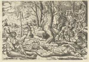 Tillbedjan av den fräcka ormen av Michiel Coxie (I) (attributed to)