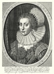 Elizabeth Stuart, drottning av Böhmen (gravyr) av Michiel Jansz. van (after) Miereveld