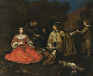 Elegant jaktföretag som vilar av Michiel Sweerts